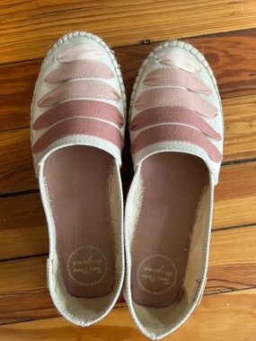 Toni Pons Pink and Cream Slip-On Espadrilles, Size 38 US 6.5 Worn 2x